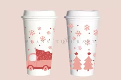 christmas truck pinkmas starbucks 16oz hot cup tumbler wrap svg presized template for tumbler grande suitable for cricut and silhouette