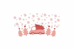 christmas truck pinkmas starbucks 16oz hot cup tumbler wrap svg presized template for tumbler grande suitable for cricut and silhouette