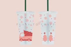 christmas truck pinkmas starbucks 24oz cold cup wrap svg presized template for tumbler venti suitable for cricut and silhouette