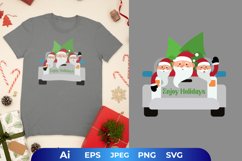 Enjoy Holidays Text, 3 Santa Claus on A Truck Sublimation Product Image 1