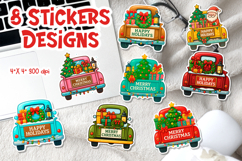 Christmas Truck Stickers Printable | Holiday PNG Designs Product Image 1
