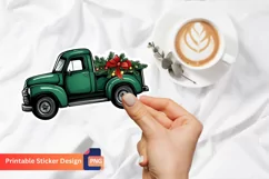 Christmas Truck Sticker, Vintage Christmas Truck Sticker Product Image 1