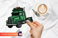 Christmas Truck Sticker, Vintage Christmas Truck Sticker Product Image 1