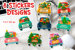 Christmas Truck Stickers Printable | Holiday PNG Designs Product Image 1