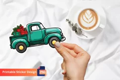 Christmas Truck Sticker, Vintage Christmas Truck Sticker Product Image 1