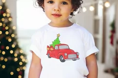 Christmas truck sublimation design PNG
