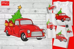 Christmas truck sublimation design PNG