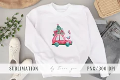 Watercolor Christmas car with gift boxes sublimation Product Image 4