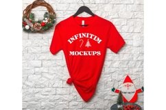 Christmas tshirt mockup Bella Canvas 3001 Red shirt mock up Product Image 1