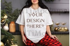 Christmas tshirt mockup Comfort colors 1717 White Real model Product Image 1