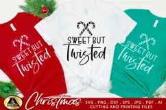 Sweet But Twisted SVG Christmas Funny Quote SVG PNG EPS DXF Product Image 1