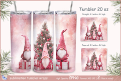 Christmas Tumbler gnomes| pink Wrap Tumbler Merry Christmas Product Image 1