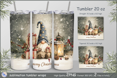 Christmas Tumbler gnome| Wrap Tumbler Merry Christmas png Product Image 1