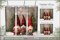 Christmas Tumbler gnomes| Wrap Tumbler Merry Christmas png Product Image 1