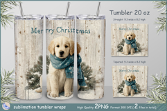 Merry Christmas Tumbler|Christmas puppy Wrap Tumbler|dog Product Image 1