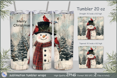 Christmas Tumbler snowman | Wrap Tumbler Merry Christmas png Product Image 1