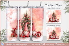 Christmas Tumbler gnomes| pink Wrap Tumbler Merry Christmas Product Image 1