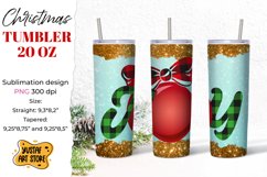 Christmas Joy tumbler sublimation wrap shine, gold glitter Product Image 1