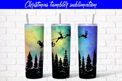 Tumbler sublimation Christmas Santa reindeer design Product Image 1