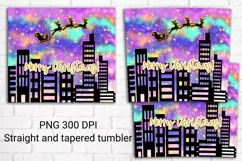 Christmas tumbler sublimation, Santa reindeer above city Product Image 2