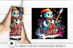  snowman playing a guitar tumbler wrap