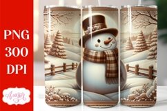 Christmas tumbler wrap for sublimation, Cute Snowman PNG Product Image 1