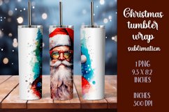Watercolor Christmas Santa Claus Tumbler sublimation Product Image 1