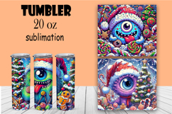Cute monster tumbler Christmas sublimation Product Image 1