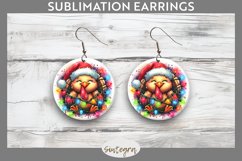 Christmas Turkey v1 Entangled in Lights Round Earrings Subli Product Image 1
