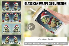 Glass Can Wraps Cartoon Christmas Turtle Product Image 1