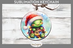 Christmas Turtle v1 Entangled in Lights Round Keychain Subli Product Image 1