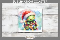 Christmas Turtle v1 Entangled in Lights Square Coaster Subli Product Image 1
