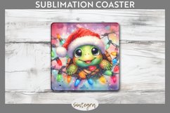 Christmas Turtle v2 Entangled in Lights Square Coaster Subli Product Image 1