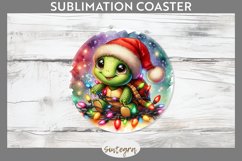 Christmas Turtle v3 Entangled in Lights Round Coaster Sublim Product Image 1