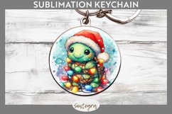 Christmas Turtle v4 Entangled in Lights Round Keychain Subli Product Image 1