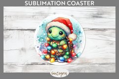 Christmas Turtle v4 Entangled in Lights Round Coaster Sublim Product Image 1