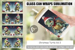 Glass Can Wraps Cartoon Christmas Turtle Product Image 1