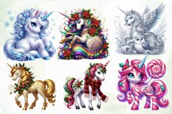 Christmas Unicorn Clipart Sublimation Product Image 4