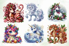 Christmas Unicorn Clipart Sublimation Product Image 3