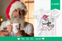 Christmas unicorn clipart cute kawaii drawing fairytale Product Image 1