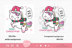 Christmas unicorn clipart cute kawaii drawing fairytale Product Image 2