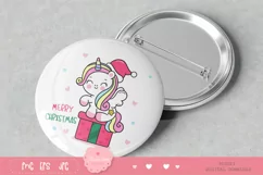 Christmas unicorn clipart cute kawaii drawing on gift box Product Image 3