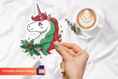 Christmas Unicorn Sticker, Christmas Unicorn Gifts Product Image 1