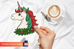 Christmas Unicorn Sticker, Christmas Unicorn Gifts Product Image 1