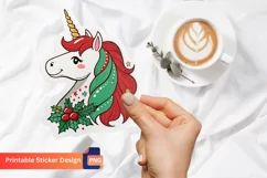 Christmas Unicorn Sticker, Christmas Unicorn Gifts Product Image 1