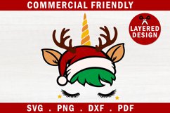 Christmas unicorn face SVG,christmas unicorn sublimation svg Product Image 1