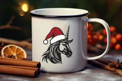 Christmas Unicorn with Santa Hat SVG | Holiday Cut File Product Image 3