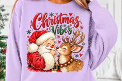 Christmas Vibes PNG | Cute Santa & Reindeer Christmas Love S Product Image 5