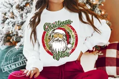 Retro Christmas vibes sublimation design, Santa face PNG Product Image 2
