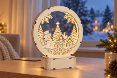 Christmas Village LED Lamp SVG - 3 mm Layered Laser Cut Product Image 3
